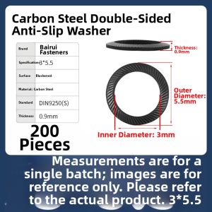 BAIRUITE | Locking Anti-slip Double-sided Teeth Stainless Steel Black Anti-loosening Washers