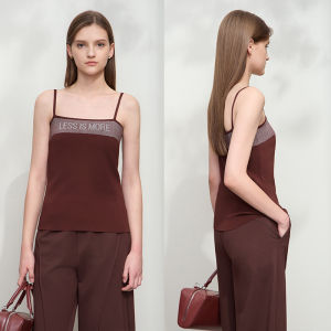 AMII | Summer Versatile Letter Jacquard Slim Knit Tank Top