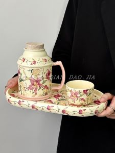 Cốc Trà Gốm Sứ Cổ Điển Hình Cốc Nước Cốc Trà Chiều Dùng Tại Văn Phòng Cốc Trà Pha Trà Có Nắp Họa Tiết Hoa Cúc