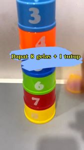 COOLToy Mainan Anak Stack Cup Huruf dan angka Gelas Susun Anak Sensory Play Mainan Edukasi Anak