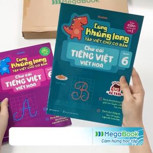 Sách Cùng Khủng long tập viết chữ cơ bản – Chữ cái Tiếng Việt VIẾT HOA Quyển 6 – Sticker bé trai - Megabook
