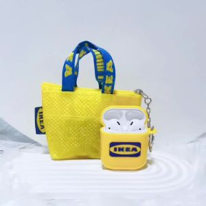 适用于AirPods case cover two-tone Ikea design cute cartoon pattern fit for AirPods 1 / 2 / 3 / 4 / Pro and Pro 2 made of soft rubber audio accessories protector