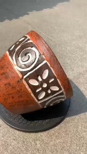 POT BUNGA TANAMAN GERABAH TANAH LIAT MOTIF BATIK COKELAT D21 - GERABAH D21 BATIK COKELAT