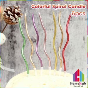 Suomi 6pcs Colorful Spiral Candle Twisty Birthday Candles for Birthday Wedding Party and Cake Decoration