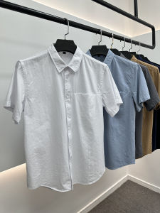 100% Cotton Mens Summer Casual Shirt Breathable Comfortable Skin-Friendly Short Sleeve Commute Fashionable Standard Fit
