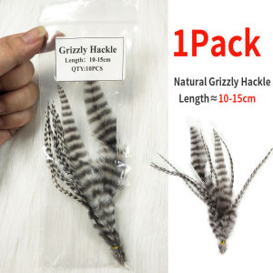 10pcs Natural Black&White Fly Tying Materil Saddle Hackle Feather Grizzly Rooster Hair Feather for Tying Woolly Buggers Streamer