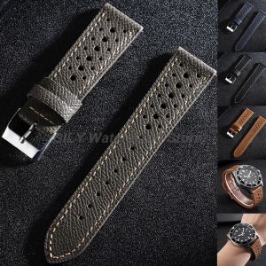 18mm 19mm 20mm 22mm Quick Release Leather WatchStrap Porous Breathable Vintage Cowhide Watchband Metal Pin Buckle Watch Bracelet