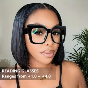 Fashionable Cat Eye Reading Glasses for Women Men Large Frame Presbyopia Eyewear for Home Travel Party