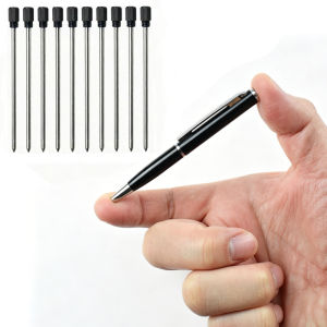 Compact Retractable Twist Ballpoint Pen Mini Pocket-Sized Metal Ballpen with Black Blue Replaceable Refills 0.7mm Travel Use