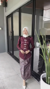 AMANAH BUNDA PALUPI - (NEW) Alana Oneset Kurung Melayu Wanita Mahogany Rok Songket Span Atasan Wanita Kekinian Setelan Kondangan Bridesmaid One Set Malaysian