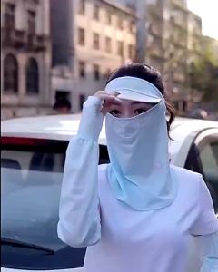 Khẩu trang chống nắng khẩu trang vải chống nắng khẩu trang ninja che kín mặt và cổ có vành - Natural Beauty 4U