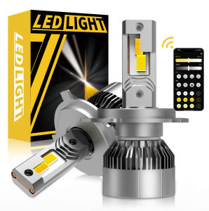 2PCS CANBUS APP Control H4 LED 9003 HB2 Hi/Lo Car Headlight Bulbs Mini Turbo 3000K 4300K 6000K 3 Colors Fog Light WIHT FAN