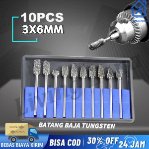 Mata Bor Tungsten / Mata Bor Tungsten Carbide Cone Spiral Mata Bor Tuner Tungsten 3*6mm10 PCS