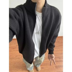 Áo Len Cardigan Dệt Kim Cổ Đứng Hai Khóa Kéo Thời Trang Xuân Thu Thường Ngày Đơn Giản Đa Năng Trẻ Trung Áo Khoác Ngoài Nam