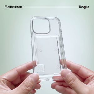 Ringke Fusion Card Compatible with iPhone 15 Pro Max Case Cover Transparent Hard Back Soft Flexible TPU Bumper with Built-in Slim Card Holder Wallet Scratch Resistant Natural Form
