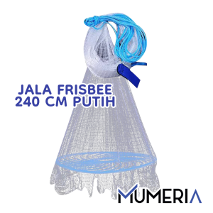 Jala Jaring Lempar Frisbee 240 CM Benang Monofilamen Putih Mesh Pancing Penangkap Perangkap Ikan Udang Kepiting Piring Bulat Fishing Throw Net Cage