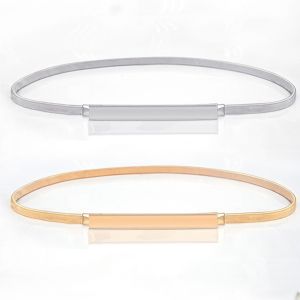 Women Metal Elastic Waist Dress Belt Thin Skinny Narrow Slim Waist Band Elegant Elastic Female Waist Belts