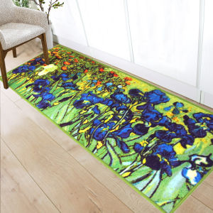 Thảm Nhung Pha Lê VIKAMA Phong Cách Tranh Sơn Dầu Hoa Văn Chống Bụi Bẩn Thảm Lót Chân Bằng Polyester Trong Suốt Như Pha Lê Cho Hành Lang Phòng Thay Đồ Trang Trí Nhà Cửa