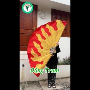 Quạt đại lửa múa biểu diễn nan dài 1m quạt múa cỡ lớn hình ngọn lửa kích thước 2m