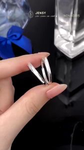 Nhẫn Đôi Bạc 925 Cao Cấp JENSY Xoắn Thừng Dát Đá "Dominique" NDVAC005. Nhân Đôi Bạc Tình Yêu Ý Nghĩa