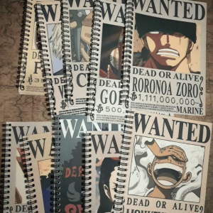 One Piece Straw Hat Pirates Wanted Poster Spiral Notebook A5 size Double Loop Wire Bound Anime Inspired