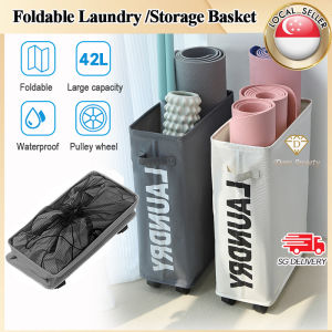 🇸🇬【SG stock】600D Oxford Super Durable Laundry Basket with Universal Wheels Household Storage Basket Yoga Mat Storage Toys Storage Basket