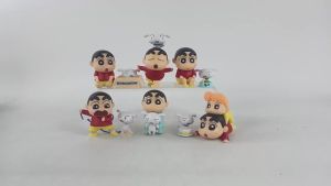 TOPTOY | TOPTOY 6pcs/Set Crayon Shin Chans Shiro Little Whites Daily Life Anime Figure Model Peripheral Doll Blind Box Toys Ornament