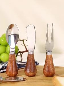 Vertical Butter Knife Wooden Handle Mini Bread Jam Peanut Butter Spatula Cutting Spreading Cheese Knife Cheese Knife