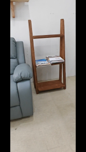 Premium Multi-Layer Rustic Solid Wood Ladder Shelf with Modern Minimalist Aesthetic Compact Open Storage Organizer for Books Plants Home Decor Gadgets and Living Room Essentials - Durable Handcrafted Furniture with Elegant Natural Finish