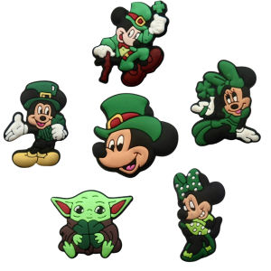Disney | Disney 6-20PCS St.Patrick’s Day Mickey Minnie Shoe Charm Mix Wholesale PVC Decoration Buckle Detachable DIY Waterproof Xmas Gift