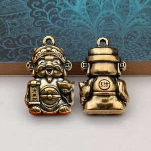 Bronze Eight Direction Wealth God Keychain Pendant Miniature Simulated Ancient Chinese Copperware Car Key Accessory