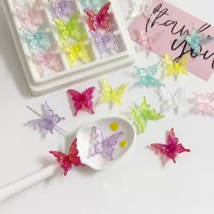 20Pcs Clear AB Colorful Acrylic Butterfly Beads Loose Spacer Beads For Crafts DIY Necklace Bracelet Jewelry Making Accessories