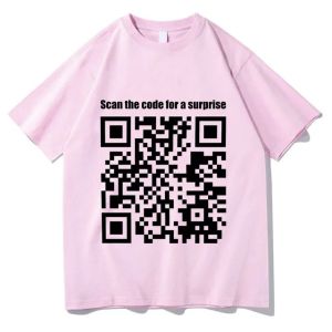 Sanrio | Funny QR Code T-shirts Prank Funny Tops Scan The Code for A Surprise Tees Women Men Creative Clothing Loose Tshirts Trend Tops