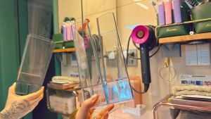 Acrylic Paper Towel & Garbage Bag Holder Wall Mounted Paper Towel Dispenser Adhesive Tissue Box Guest Napkin Countertop Paper Towel Holder for Bathroom