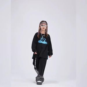 Trang phục biểu diễn nhảy đường phố cho trẻ em áo sweatshirt rộng rãi thời trang cho bé gái bộ jazz cho bé trai hip hop hiphop Trang Phục Biểu Diễn 3.10