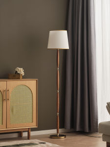 Retro French Style Floor Lamp Japanese Wabi-Sabi Bedroom Living Room Sofa Corner Table Lamp LED Light Wood Body Cloth Shade