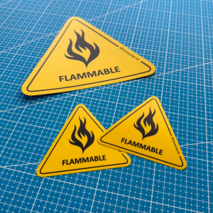 Flammable. Sign Label Notice Signage. Notice. Triangle. Laminated Waterproof Scratch Resistant. Suitable for Indoor and Outdoor.