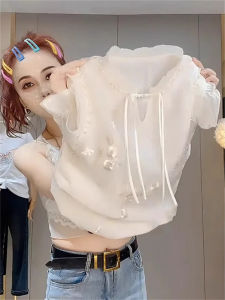 WANGGONGZHU | Elegant Chinese Style Short Sleeve Embroidered Chiffon Shirt Womens Fashion Summer New Design Heavy Work Princess Cut Blouse