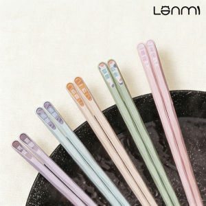 LANMI 24cm PET+fiberglass 5 Pairs of Household Chopsticks Commemorative Bamboo Household Chopsticks Set for Individual Serving