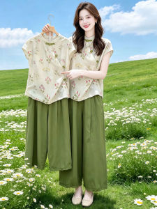 Shalldoer | New Chinese Style Floral Short Sleeve Fashion Womens Suit