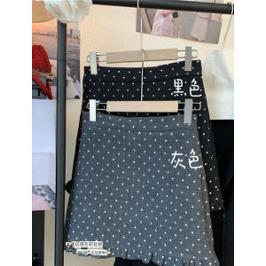 Winter Elegance Petite Polka Dot Wool A-Line Skirt