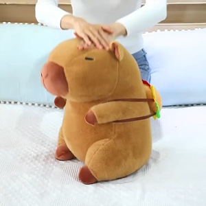 Capybara Mainan mewah Pasangan Kanak Plush Doll Kawaii Capybara With Burger Stuffed Toy Stuffed Animals Kids 水豚玩偶