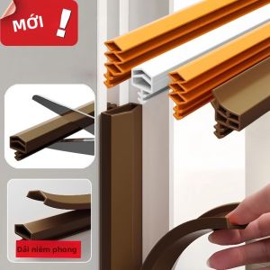 Gioăng Cửa Cách Âm Cao Cấp Với Thanh Cao Su Cửa Sổ Kiểu Rãnh Chống Gió Chống Côn Trùng Chất Liệu TPE Kèm Phụ Kiện 5M