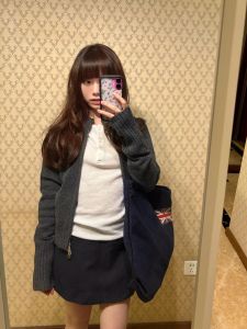 Gray Zipper Slim Fit Knitwear Cardigan Womens Spring Autumn Outerwear Casual Style Korean Series Soft Medium Gauge Long Sleeve