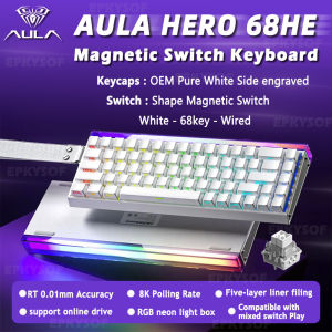 AULA | AULA HERO 68HE Magnetic Switch Keyboard RGB Gaming Mechanical Keyboard Rapid Trigger 8K Return Wired Esports Custom Keyboard