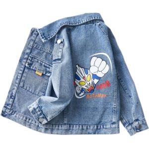 Calleo Ultraman Thickened Denim Jacket with Light Spring Autumn Cartoon Kids Outerwear Boys Jacket Medium And Large Children