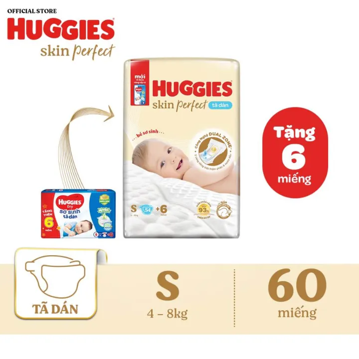 Tã dán sơ sinh huggies S54 cho trẻ từ 4-8kg