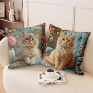 Túi Đựng Trà Chiều Cho Mèo Toàn Bộ Thêu Tay Dùng Tại Nhà Túi Đệm Thêu Chữ Thập Tự Làm Đệm Tròn Đơn Giản Hiện Đại