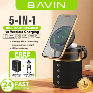 BAVIN BM28 5-in-1 15W Magnetic Wireless Fast Charging Bluetooth Speaker for Watch Phone & Earbuds w/FREEBIE 30W Charger
