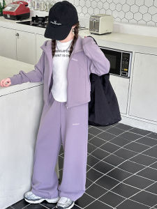 MPW | Girls Sportswear Set Autumn Fashion Korean Version Embroidered Knitted Hat Two-Piece Suit For Ages 3-13 Machine Washable Breathable